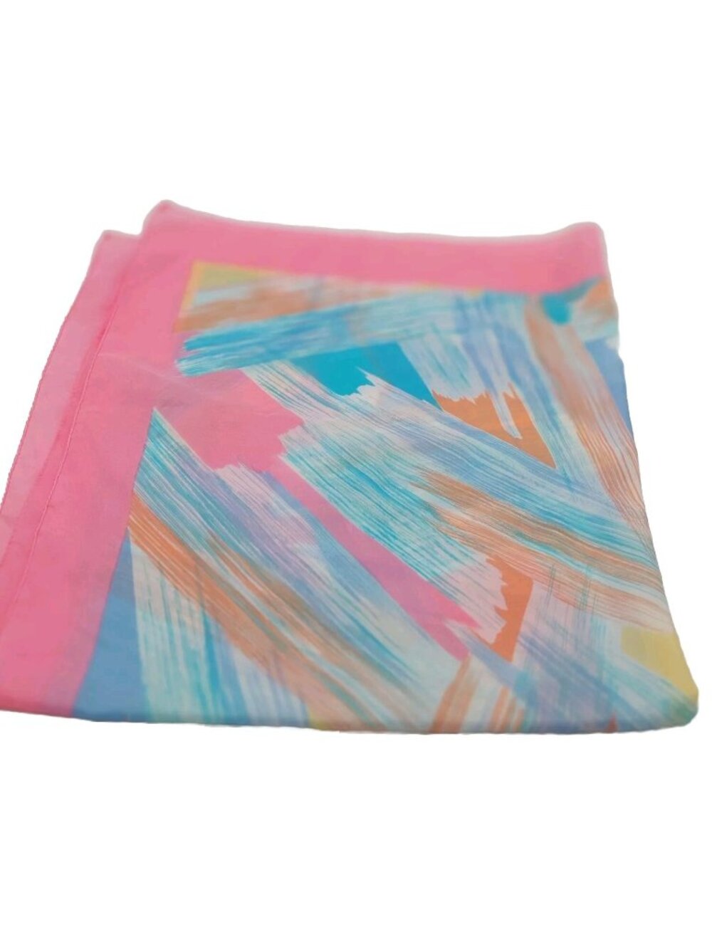 Vintage Pastel Abstract Square Scarf Pink Blue White 30" Made In Italy